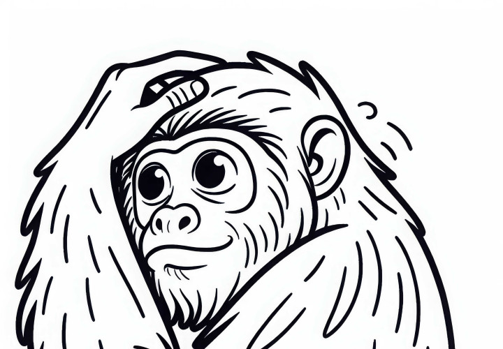 Howler monkey scratches its head thoughtfully – Free coloring page
