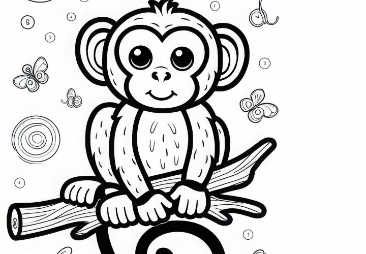 Макака раскраска Простая Бесплатно