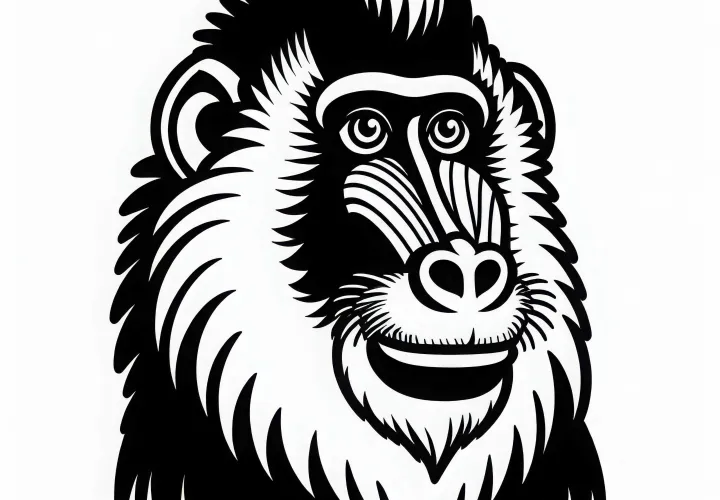 Мандрил Рисунок Для Бесплатной Загрузки и Раскраски