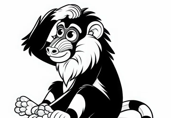 Мандрил чешет голову лапой – Скачать раскраску бесплатно