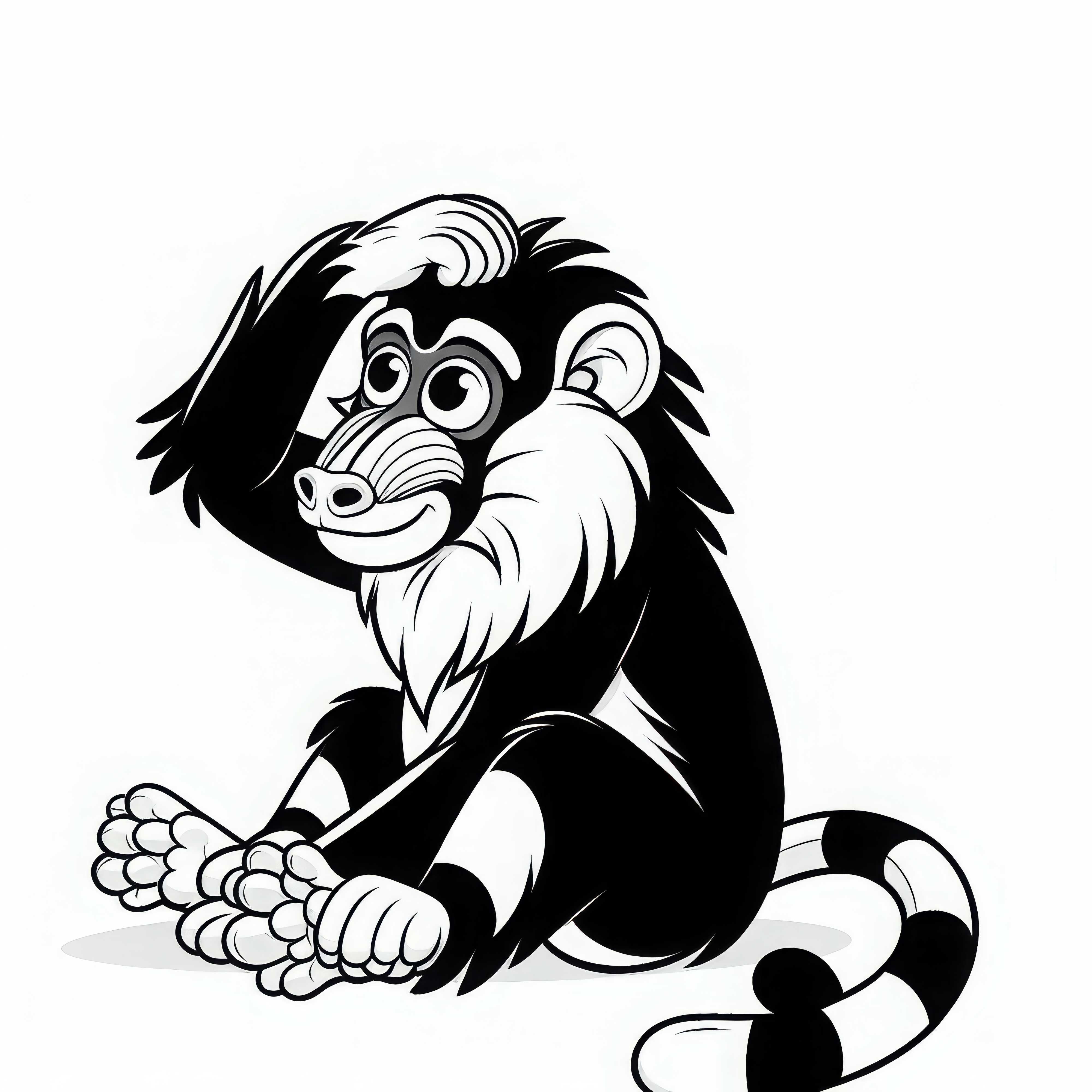 Mandrill scratches its head with its paw - Download coloring page for free Mandrill scratches its head with a paw - Download coloring page for free