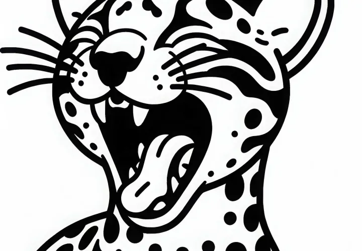 Оцелот зевает и показывает свои острые зубы – Бесплатная раскраска