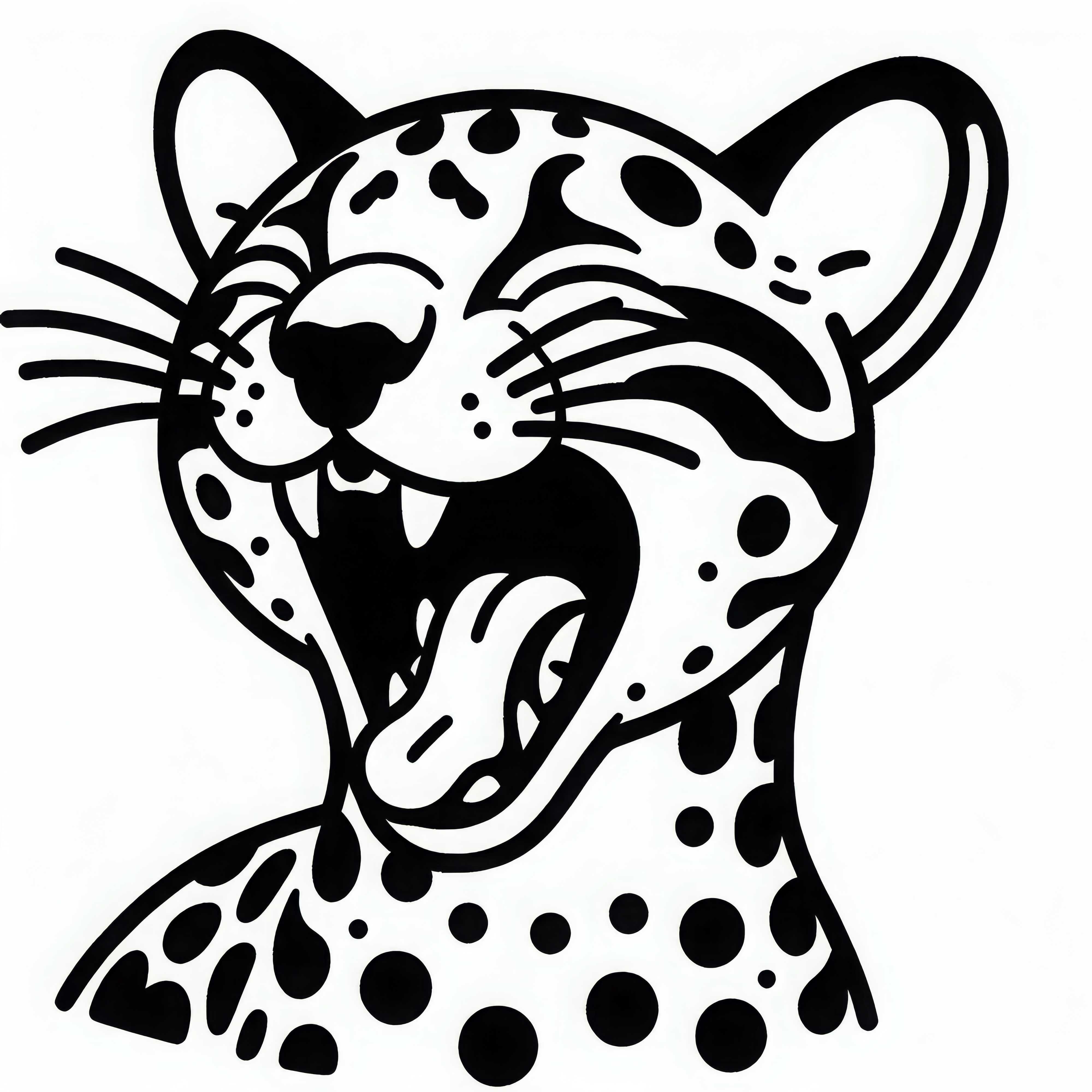 Ocelot yawns and shows its sharp teeth – free coloring page Ocelot yawns and shows its sharp teeth - free coloring page