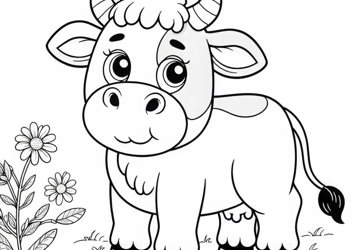 Рисунок быка для раскрашивания - просто, бесплатно скачать и раскрашивать онлайн