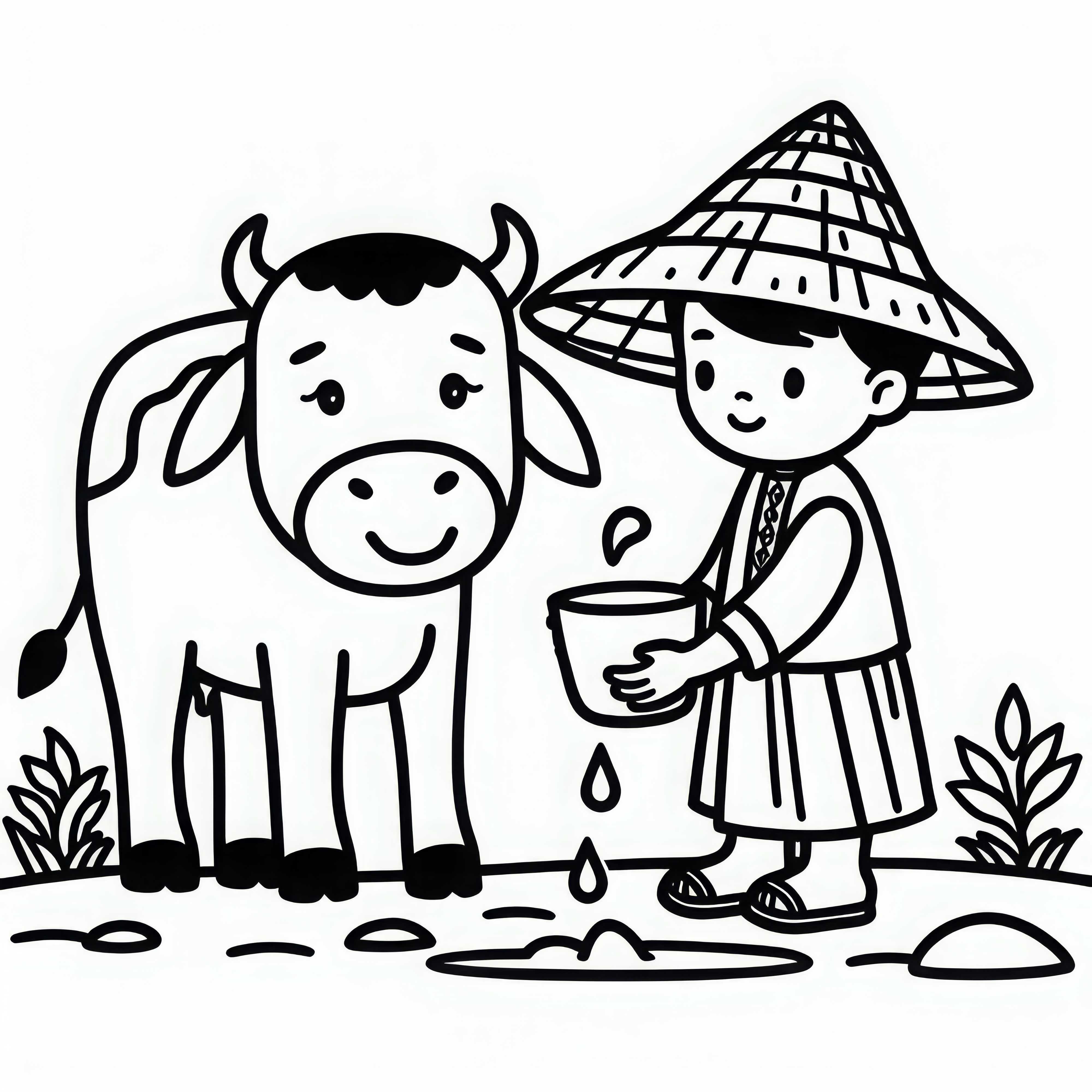 Oxe dobijo kmetje vodo – brezplačno prenesite barvno predlogo