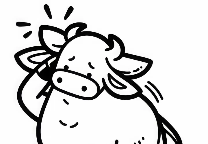 Бык чешет голову копытом – бесплатный простой раскрас