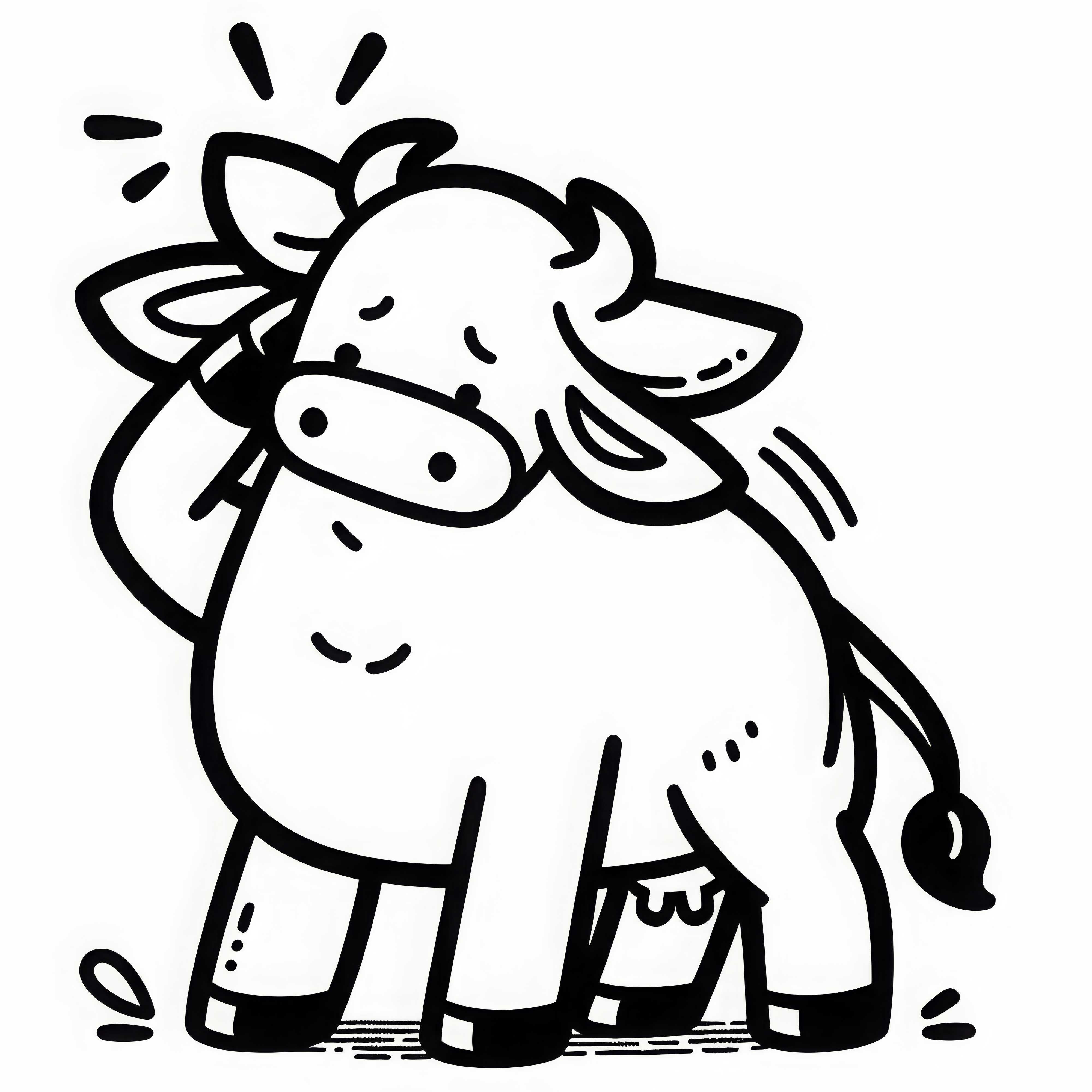 Ox scratches its head with hoof - Coloring page easy free Ox scratches its head with its hoof – Coloring template simple and free
