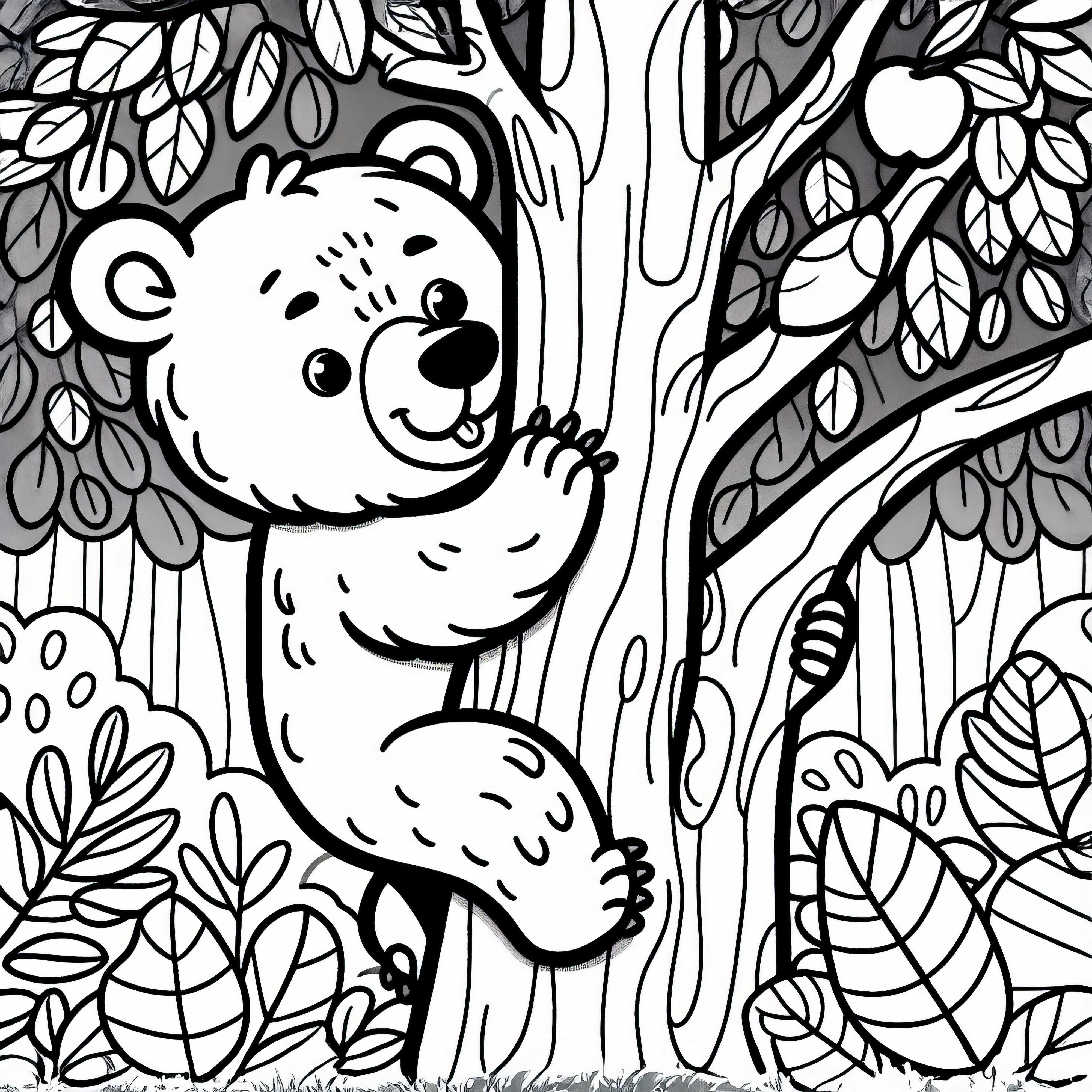 The spectacled bear climbs skillfully up the tree – coloring page easy and free The spectacled bear climbs skillfully up the tree - coloring page simple and free