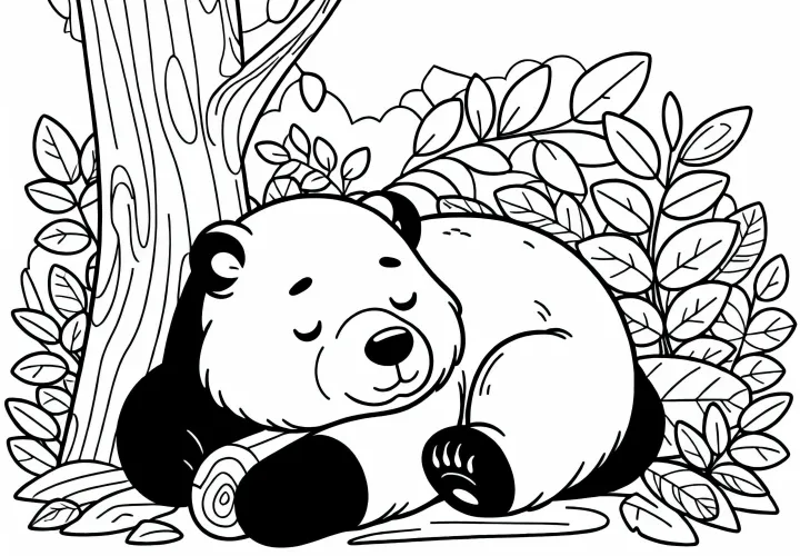 Szemüveges medve alszik – Ingyenes egyszerű színezőlap