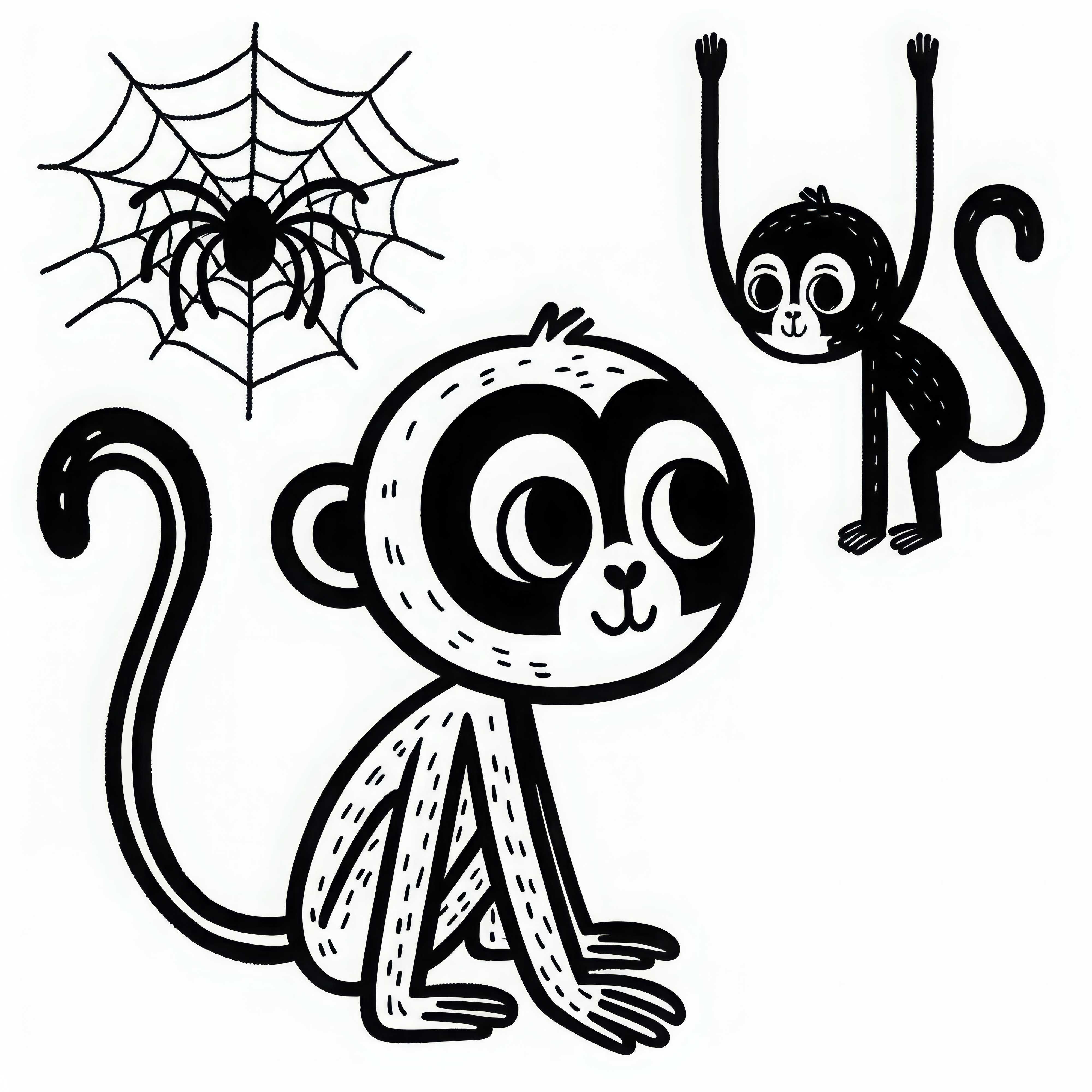 Coloring page sloth: Simple and free Coloring page of a hanging monkey: Simple and Free