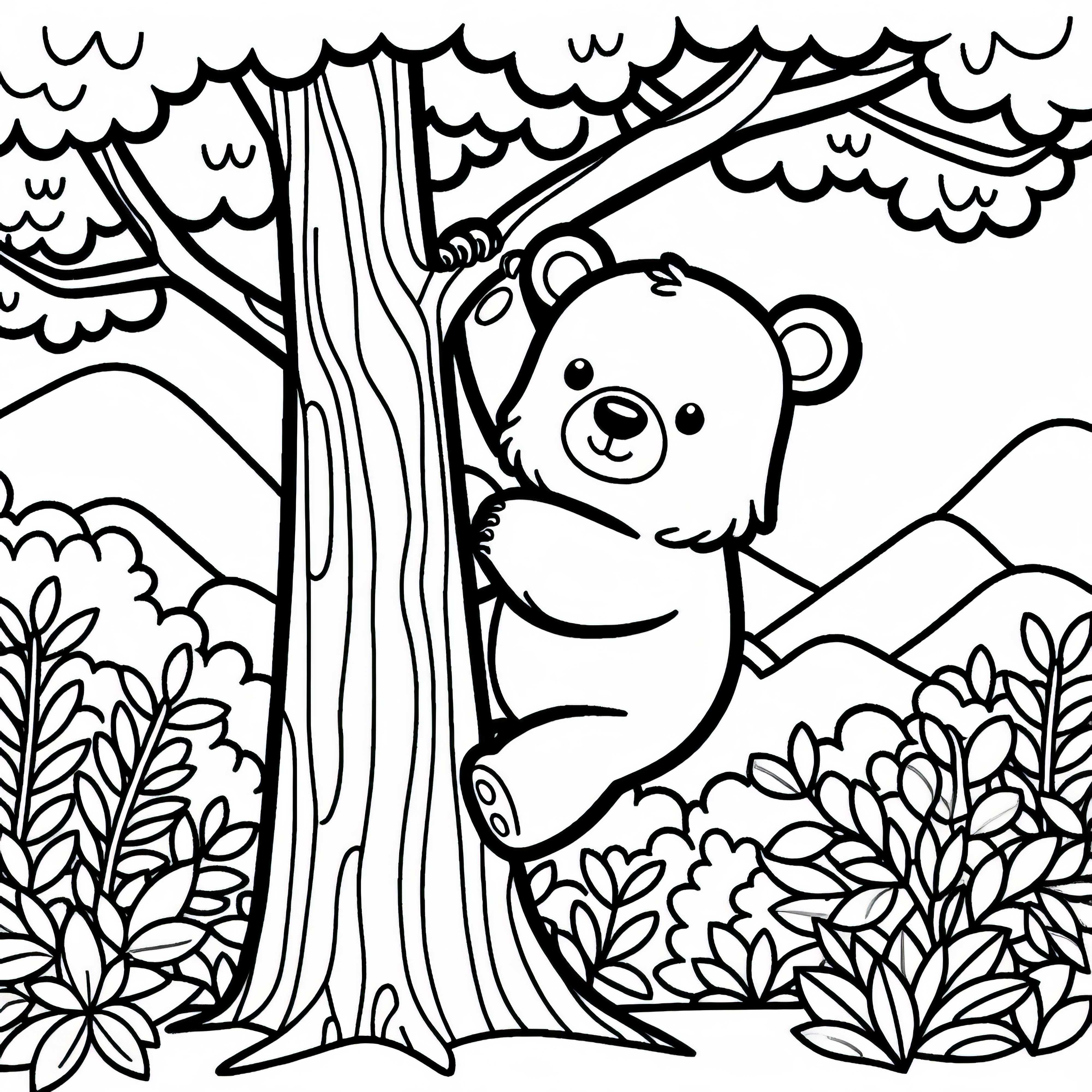 L'ours malais grimpe habilement à l'arbre - Dessin à colorier simple et gratuit L'ours malais grimpe habilement à l'arbre - Dessin à colorier simple et gratuit