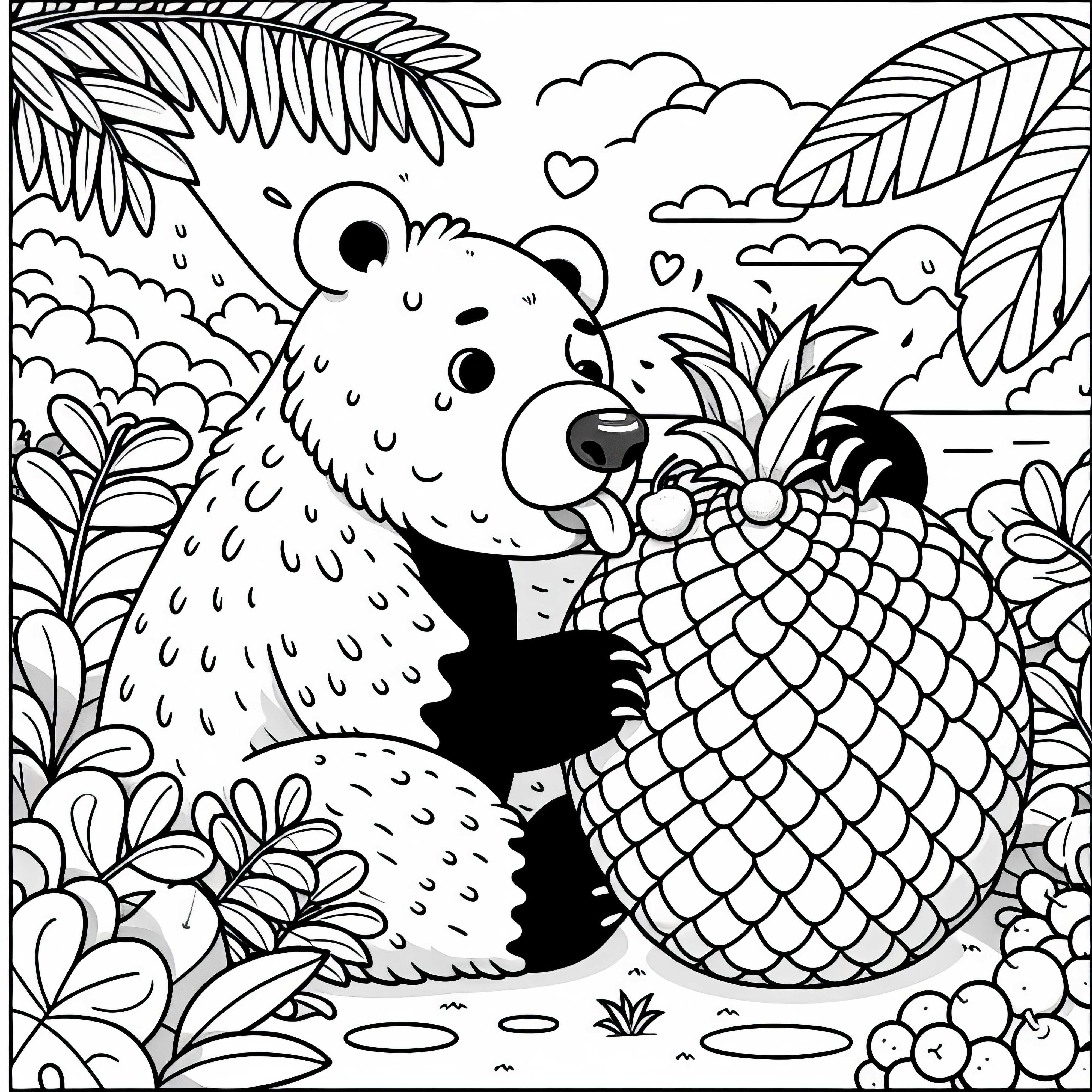 Le malais léchouille un fruit tropical - Dessin à colorier simple et gratuit Un ours malais lèche un fruit tropical - Image à colorier simple et gratuite