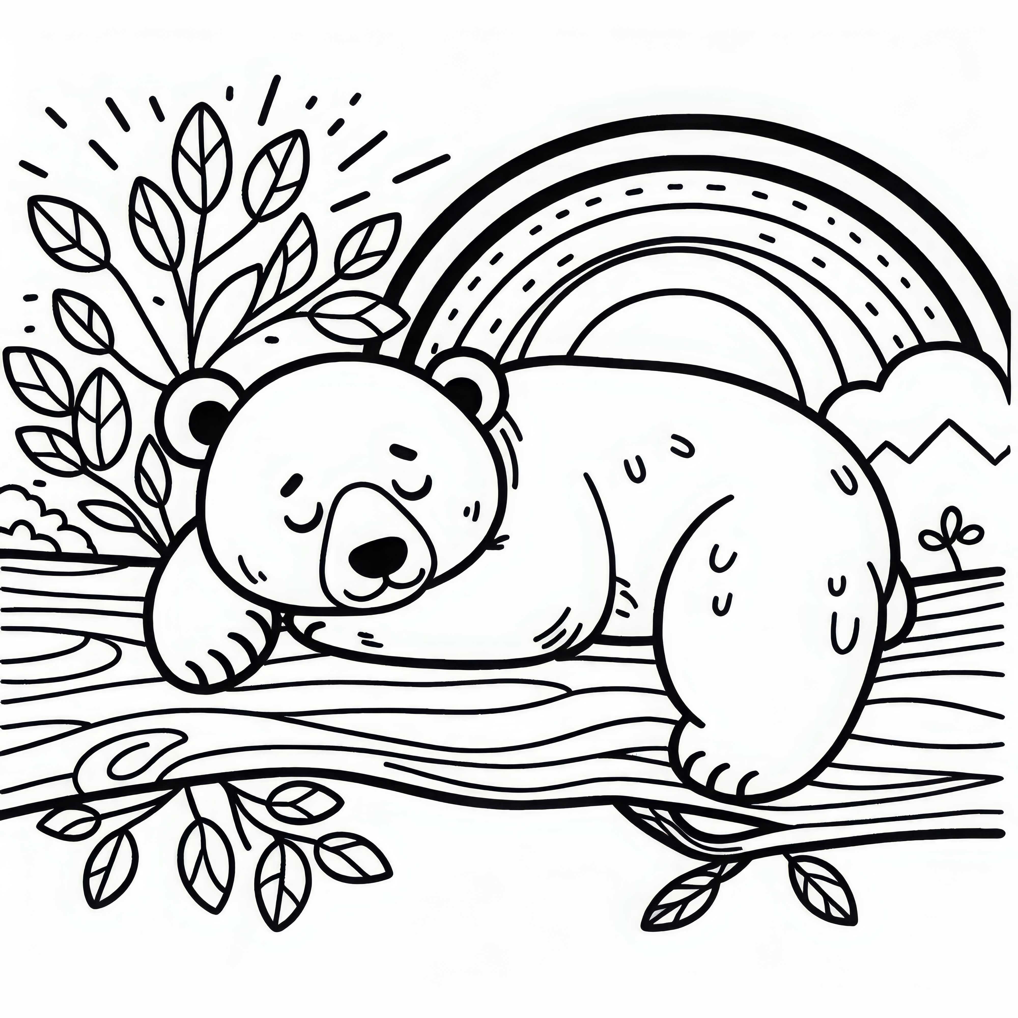 Le raton laveur dort sur une branche - modèle de coloriage simple et gratuit Le paresseux se repose sur une branche – Modèle à colorier simple et gratuit