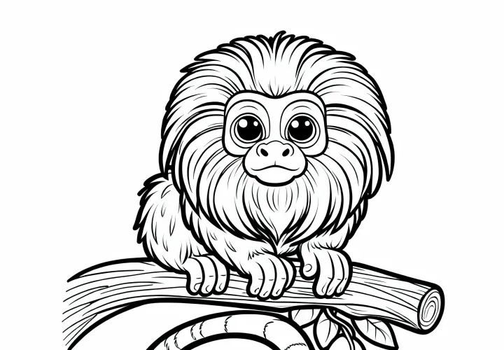 Золотоголовая марака свободно сидит на ветке – Бесплатная раскраска