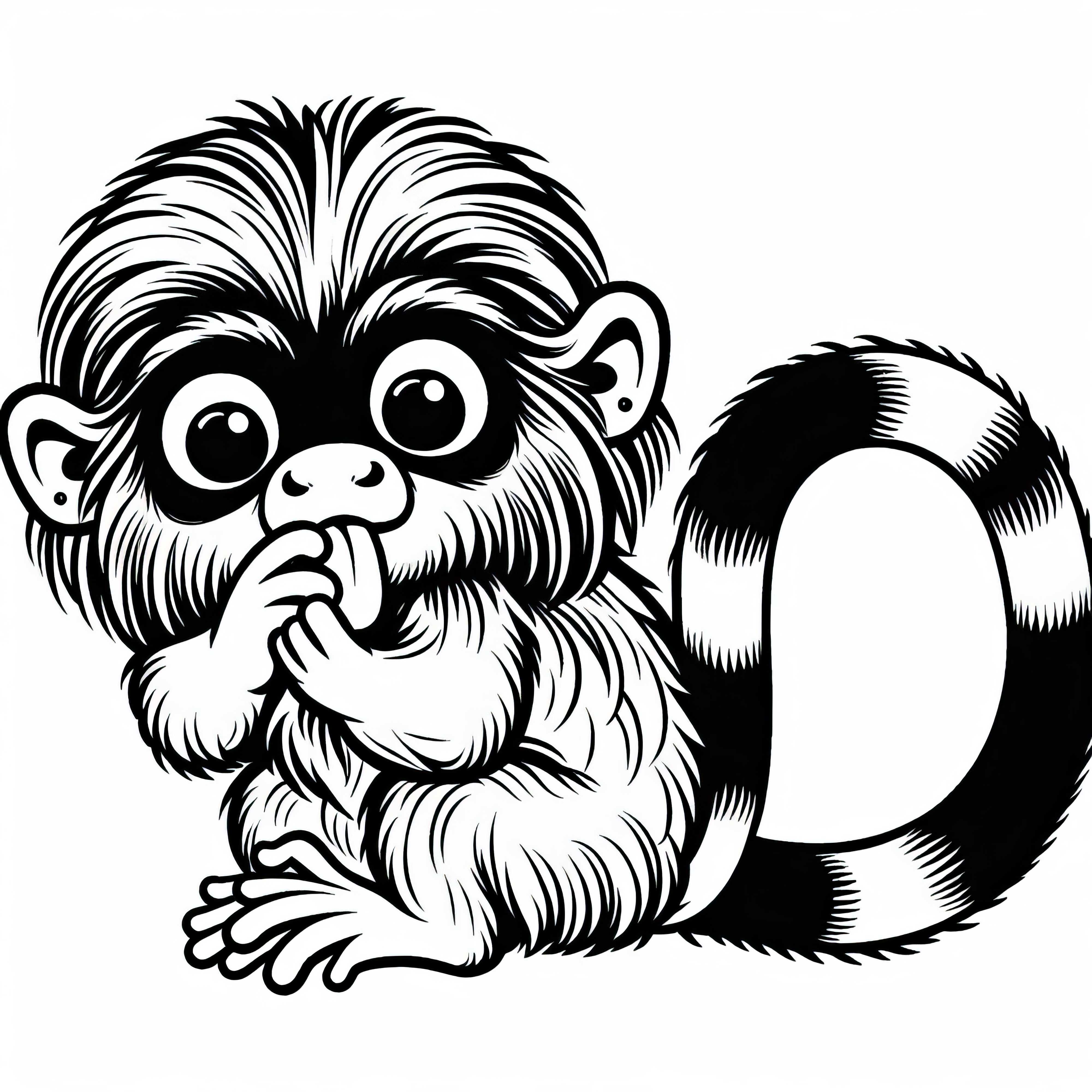 Tamarin is grooming itself - free coloring page Tamarin is grooming itself - free coloring page