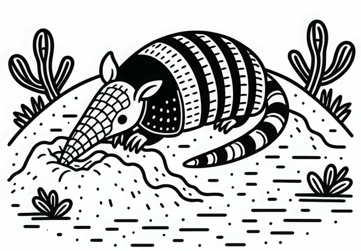 Скорпион выкапывает яму в песчаном грунте – Раскраска бесплатно