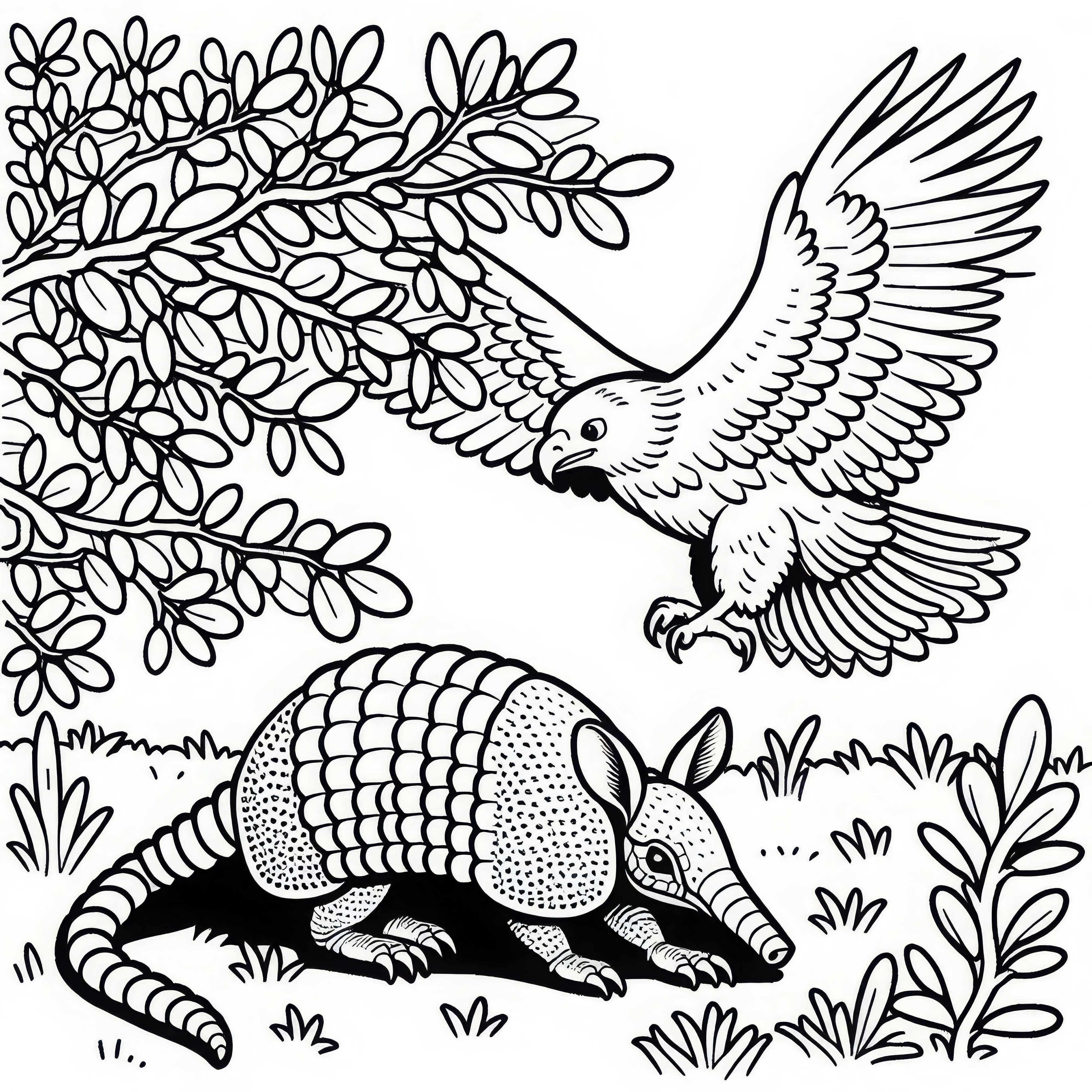 アルマジロが猛禽類に襲われる - 無料ぬりえ アルマジロが猛禽類に襲われる – 無料塗り絵