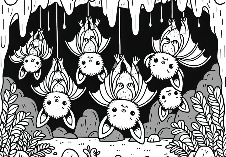 Fledermäuse in Höhle: Einfache Malvorlage (Kostenlos) Fledermäuse in Höhle: Einfache Malvorlage (Kostenlos)