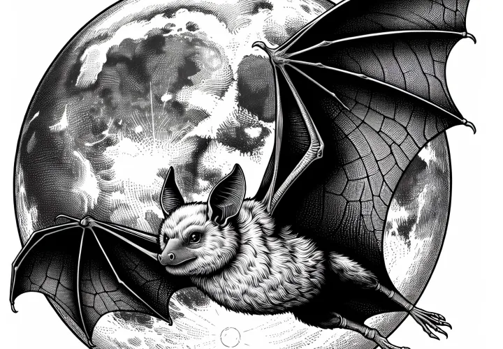 Сова при полном луне: Подробная раскраска для скачивания (Бесплатно)