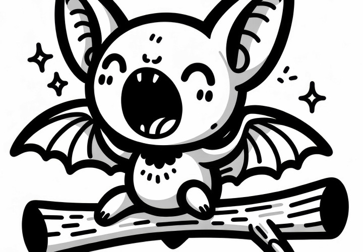Fledermaus auf einem Ast: Einfaches Ausmalbild (Gratis) Fledermaus auf einem Ast: Einfaches Ausmalbild (Gratis)