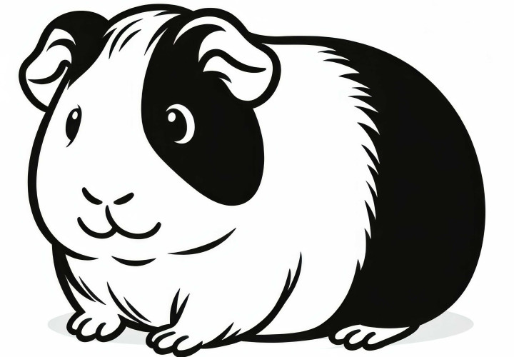 Modèle de coloriage de cochon d'Inde à télécharger (Gratuit) Dessin à colorier de cochon d'Inde à télécharger (gratuit)