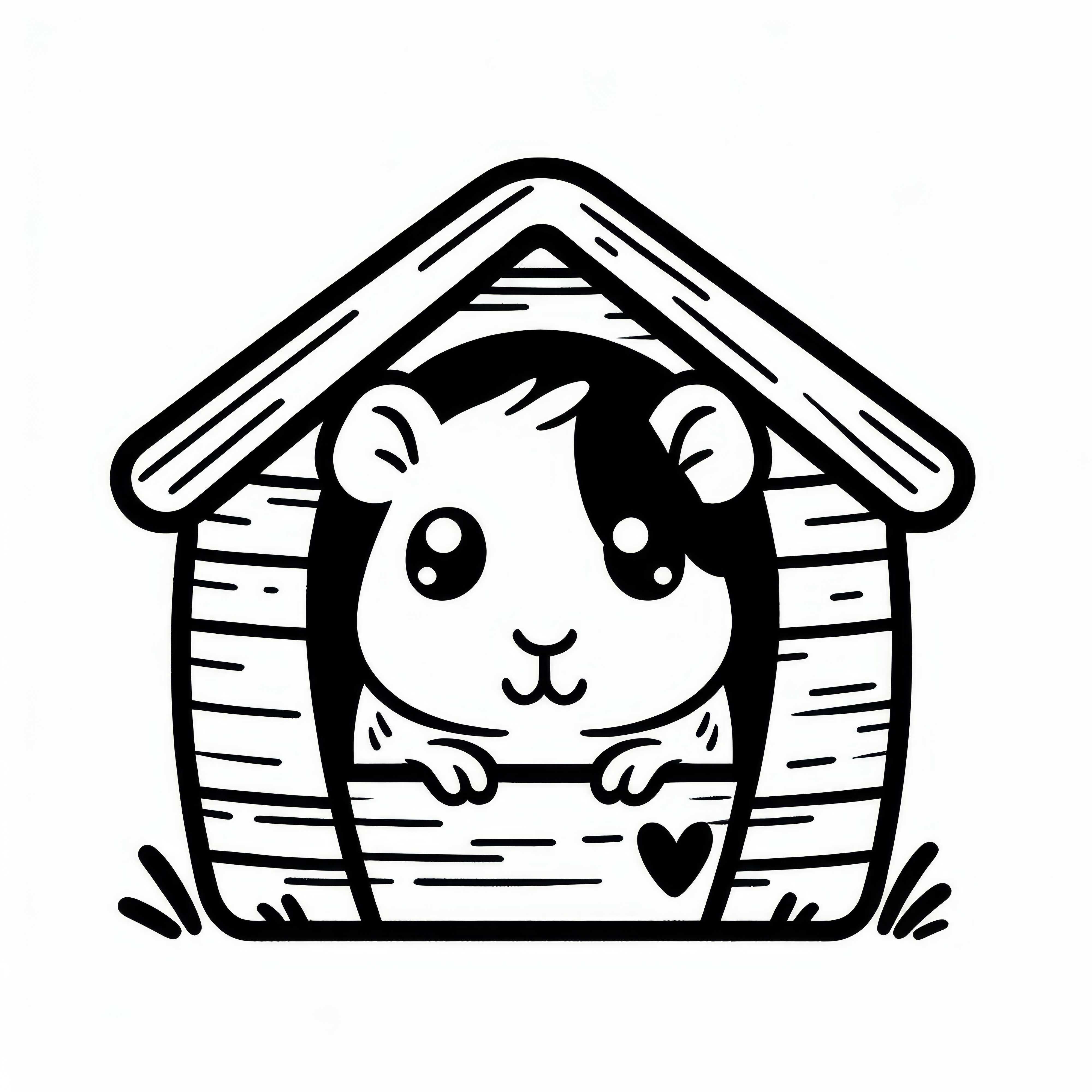 Cochon d'Inde regarde curieusement hors de sa maison : Dessin à colorier simple et gratuit