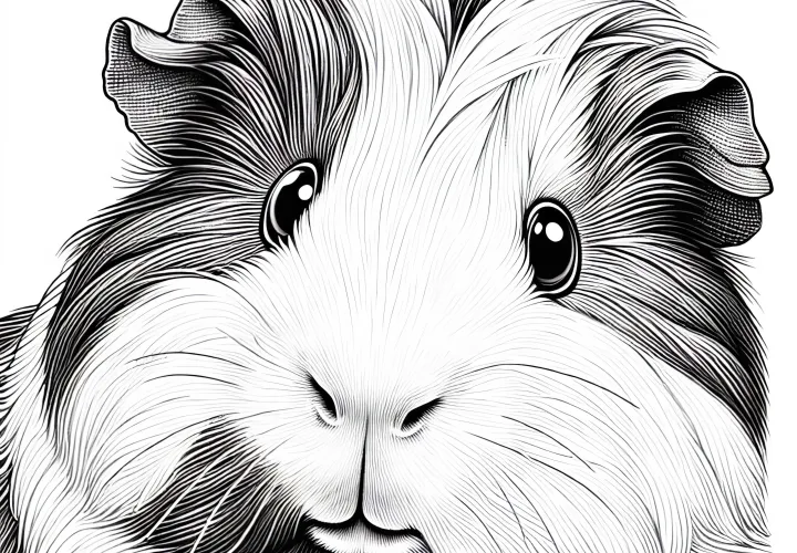 Porquinho-da-Índia com pelagem fofinha: Desenho para colorir detalhado (Grátis)