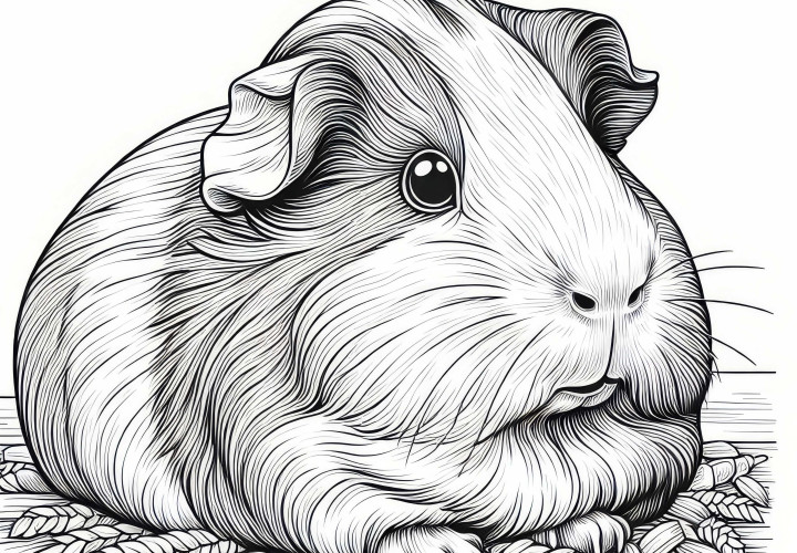 Modèle de coloriage de cochon d'Inde : Détailé et gratuit Modèle de coloriage de cochon d'Inde : détaillé et gratuit