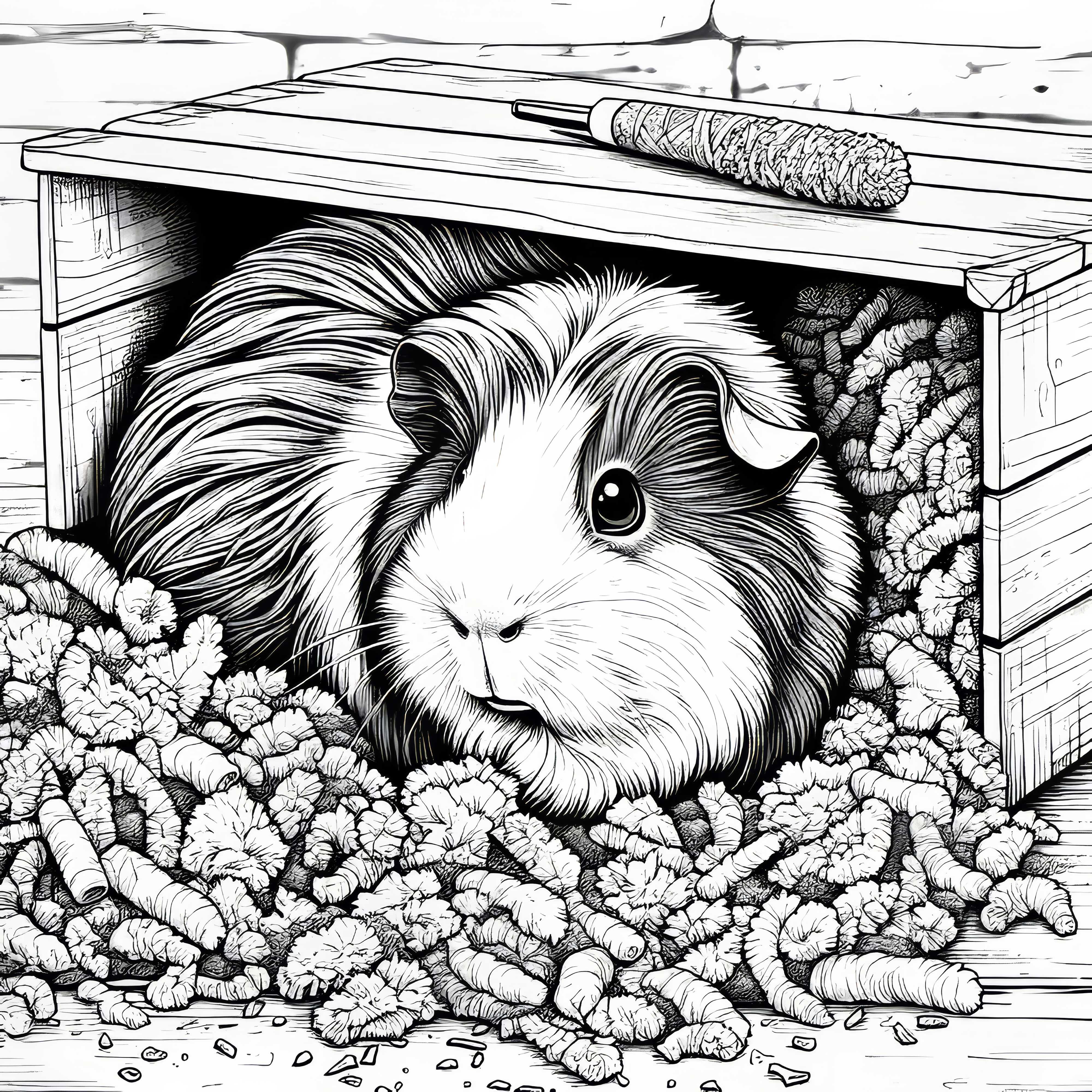 Cochons d'Inde dans une boîte : modèle à colorier à télécharger (gratuit)