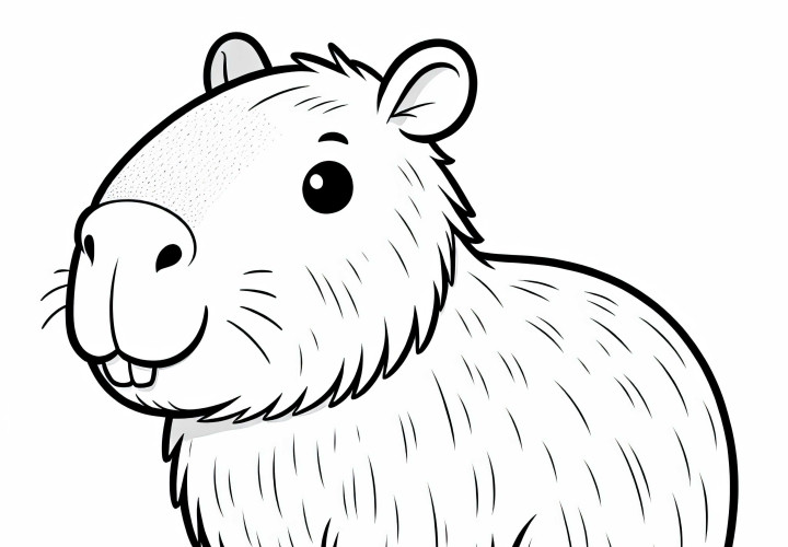 Capybara Coloring Page Simple Free