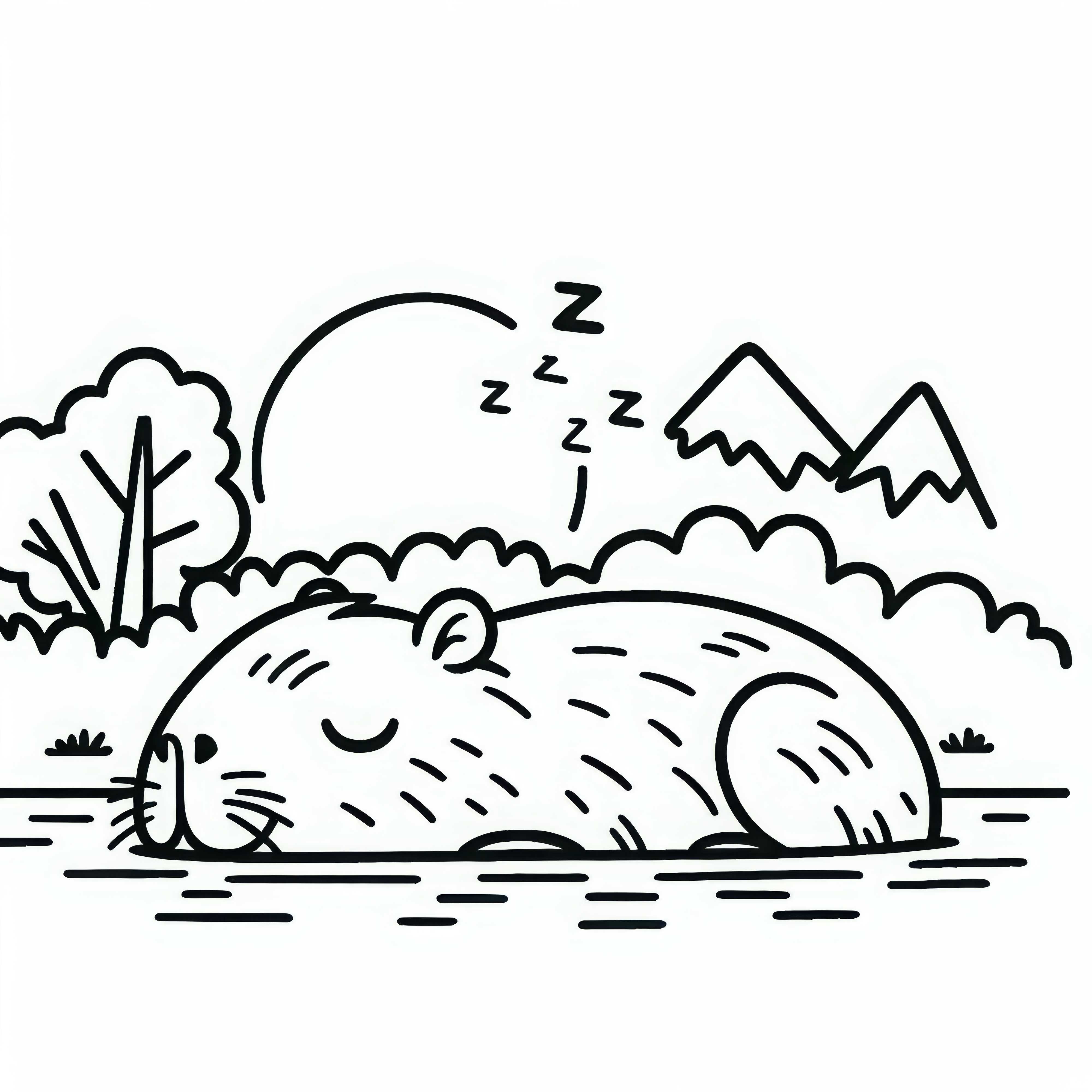 Capybara sleeping – Coloring page simple free
