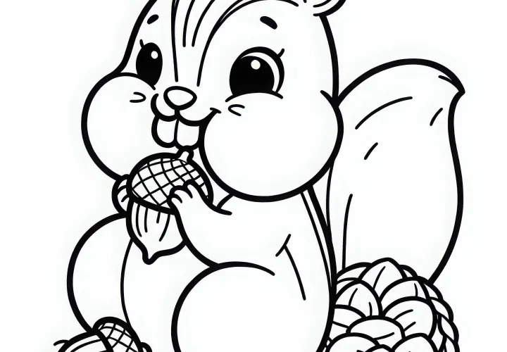 Суслики собирают желуди - раскраска просто и бесплатно