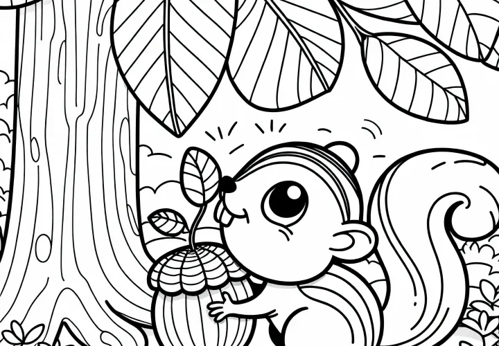 Суслик прячет орех – бесплатная раскраска