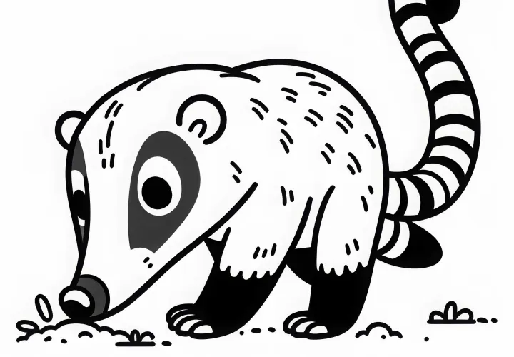 Nasebjørn leter etter insekter – Gratis malen for fargelegging