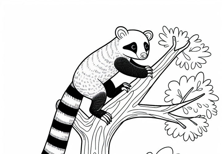 Nosení medvěd šikovně leze po stromě - Omalovánka zdarma