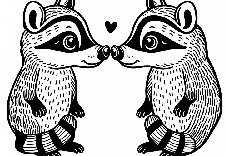 Dva nosaté medvědi si čichají k sobě na přivítanou – omalovánka zdarma