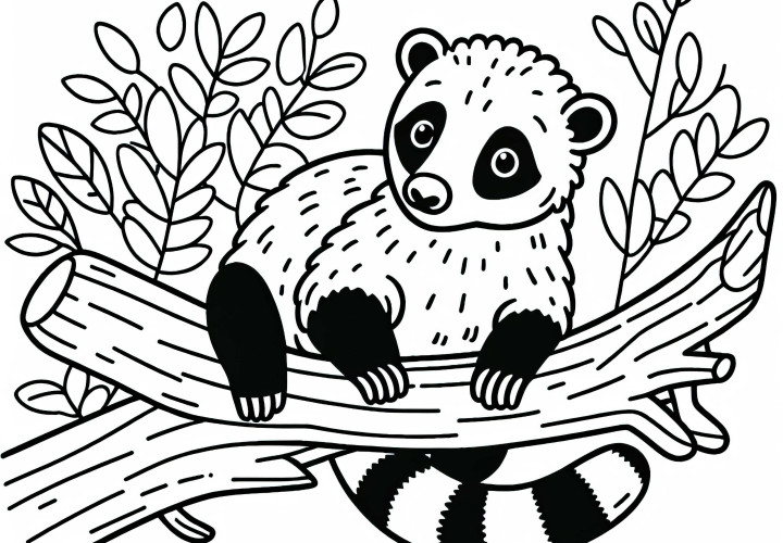 Neslužebník se odpočívá na větvi – Kreslený obrázek k vybarvení zdarma