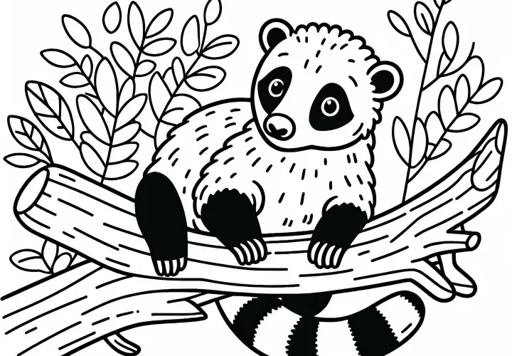 Nesebjørn hviler seg på grein – Fargeleggingsbilde gratis