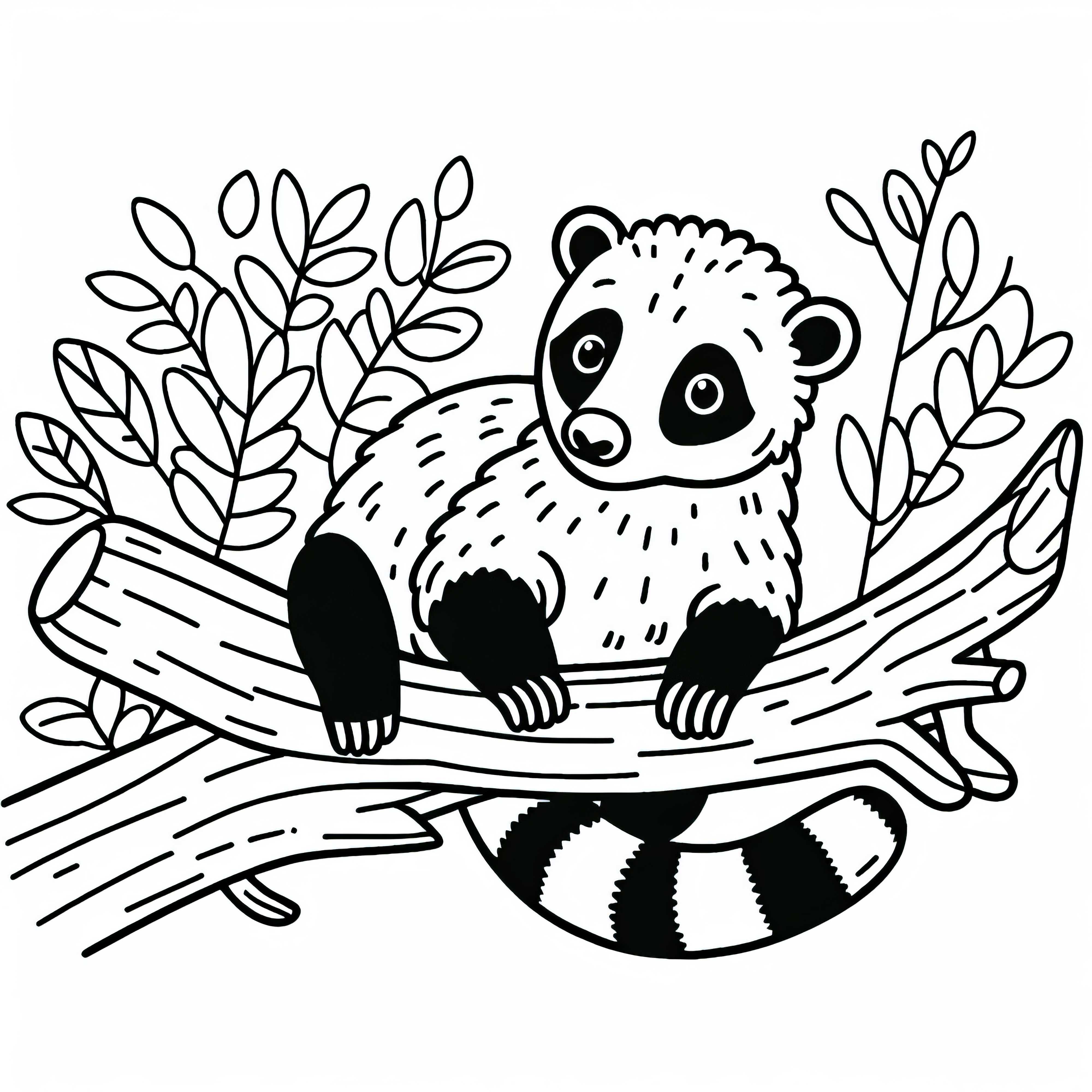 Coati resting on a branch - Free coloring page Coati rests on a branch – Free coloring page
