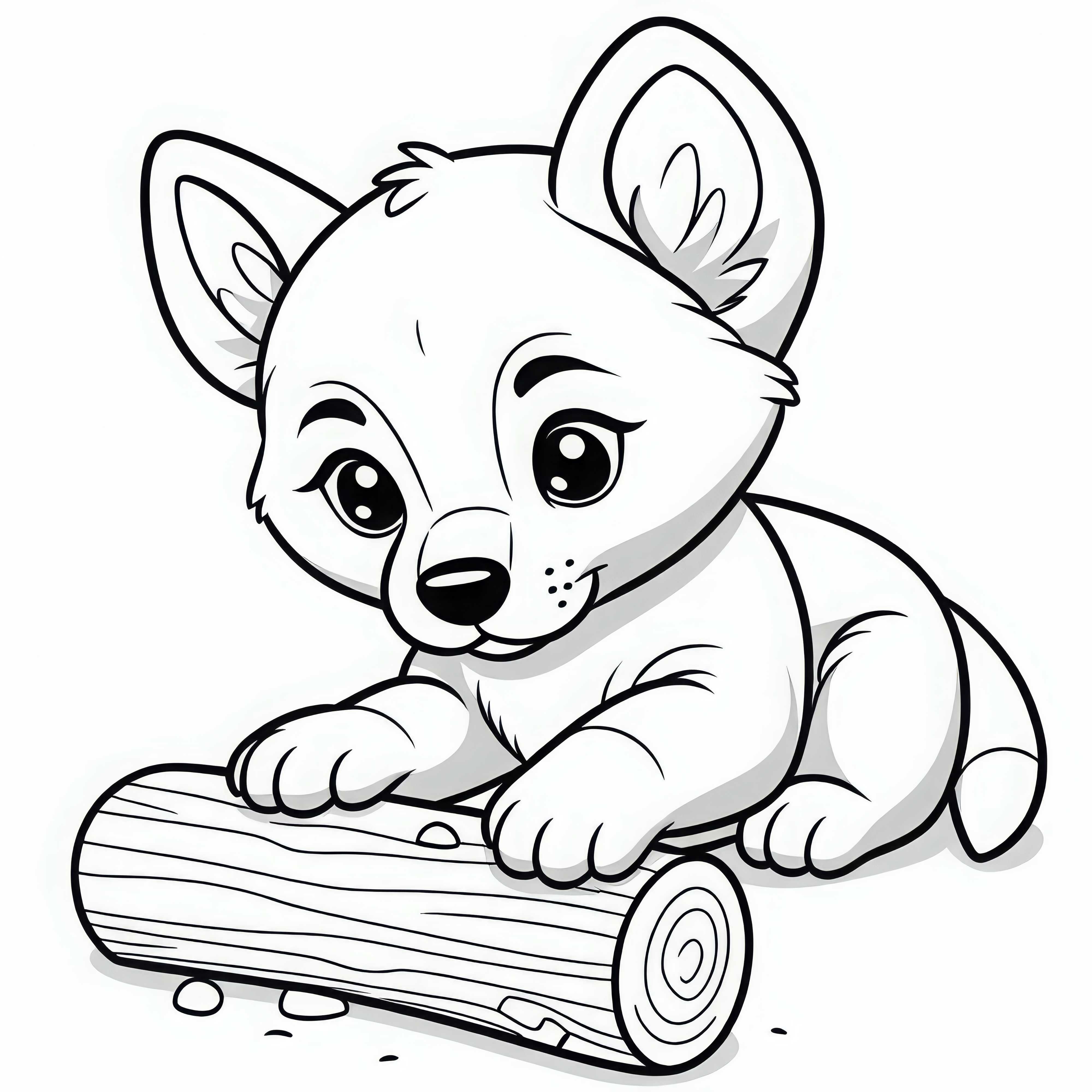 Dingowelpe leker med en bit tre - gratis fargeleggingsmal Dingowelpe leker med en bit tre - Gratis fargeleggingsmal