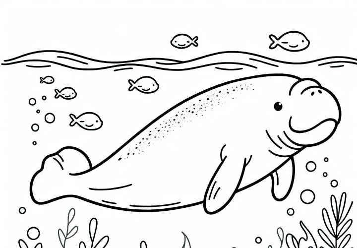 두공이 수면 위로 떠오름 – 무료 색칠 그림