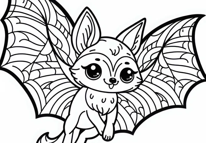 Díszes denevér színező egyszerű ingyenes