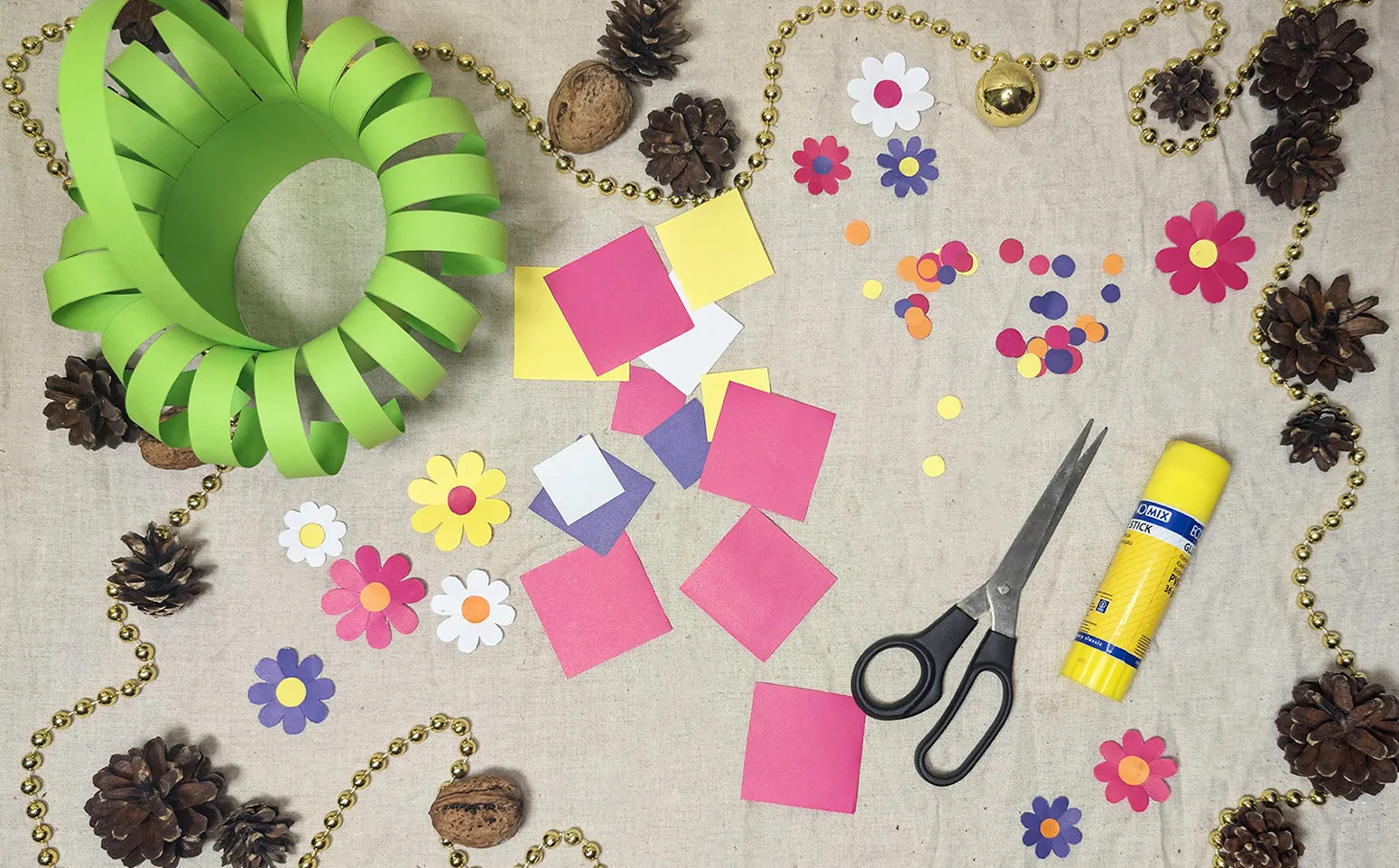Step 6: Cut out squares and flower centers