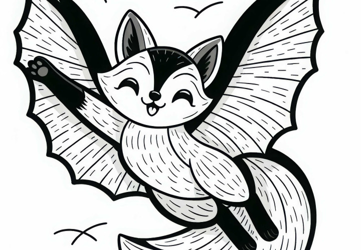 Flying fox spreads its wings – Free coloring page