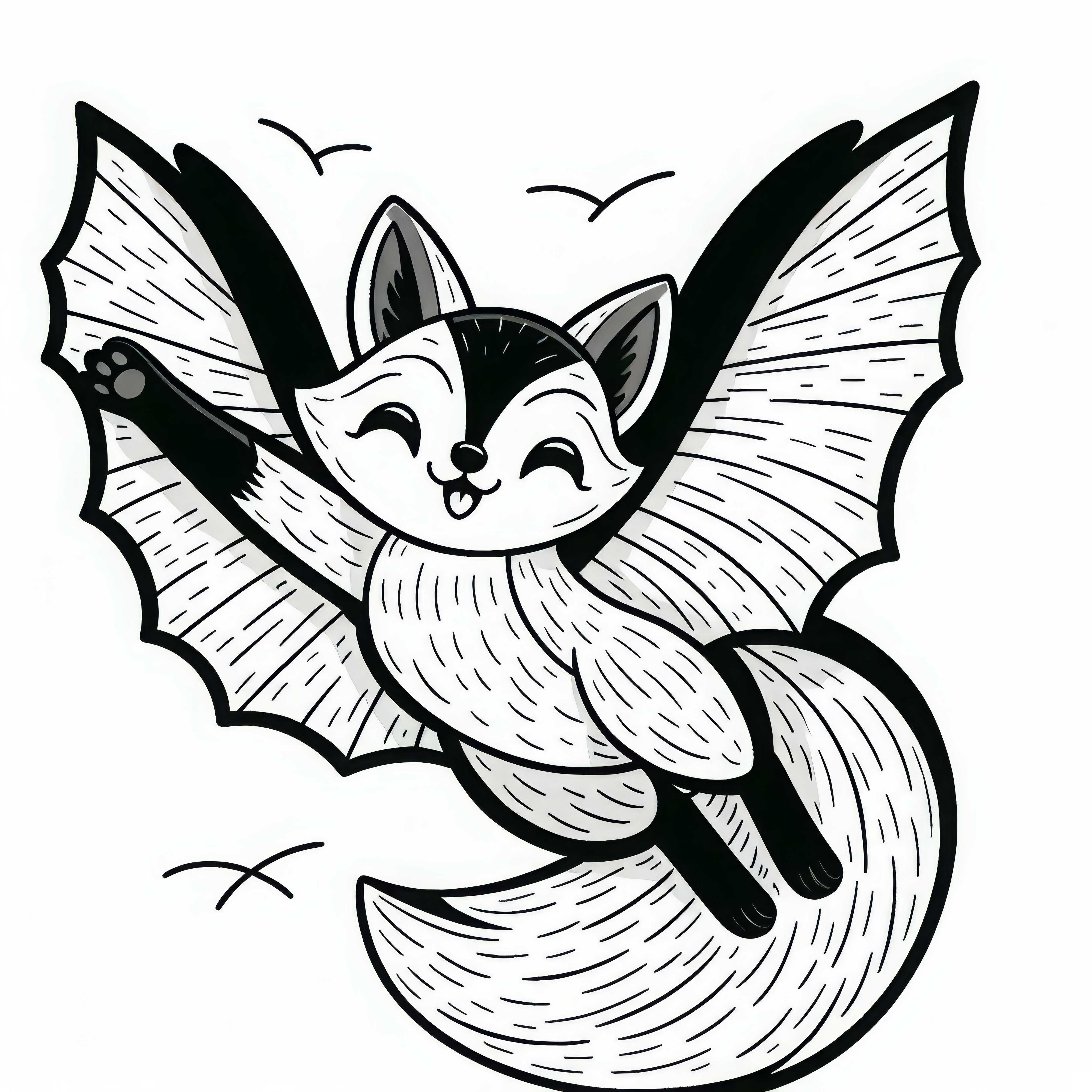 Taksas naktinė šikšnosparnė išskleidžia sparnus – nemokamas piešimo šablonas