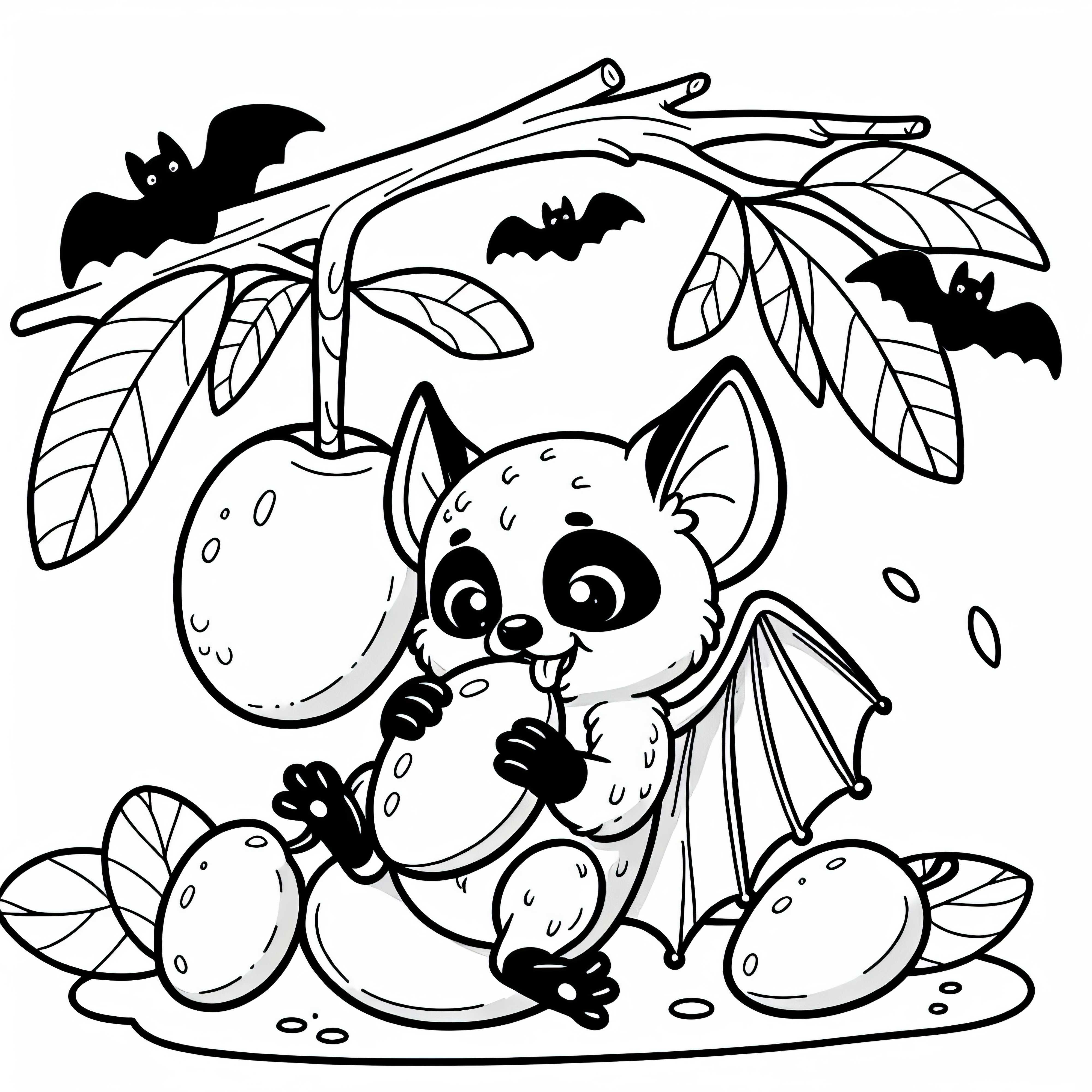 Flying fox eats ripe mango - Free coloring page Flying fox eats ripe mango - free coloring page