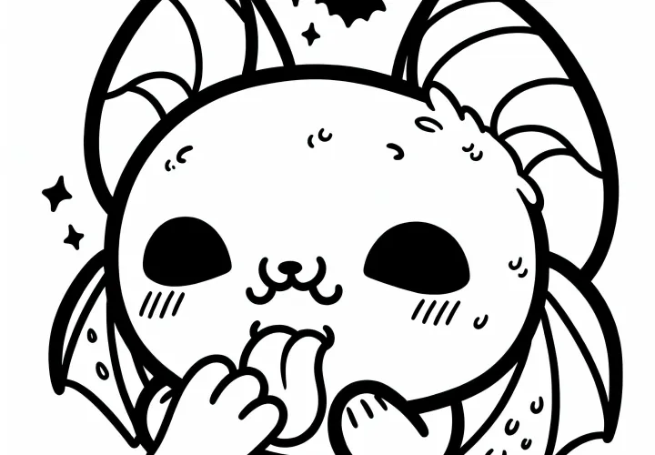 A repülőkutya a nyelvével tisztogatta magát – Ingyenes, egyszerű színezőlap