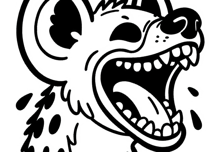 Hyena laughs with its mouth wide open - Free coloring page