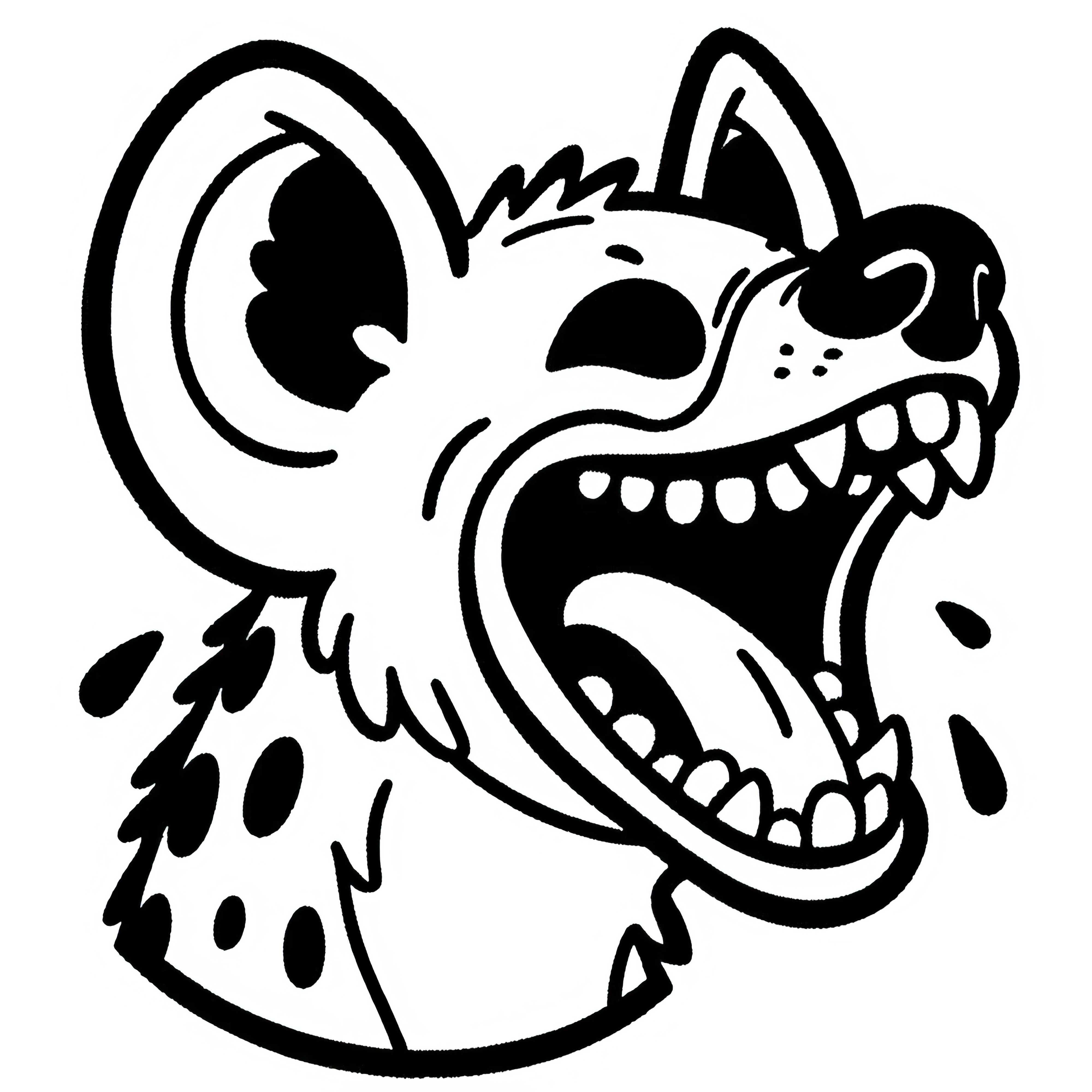 Hyena tertawa dengan mulut terbuka lebar - Gambar untuk diwarnai gratis Hiena tertawa dengan mulut terbuka lebar – Gambar untuk diwarnai gratis