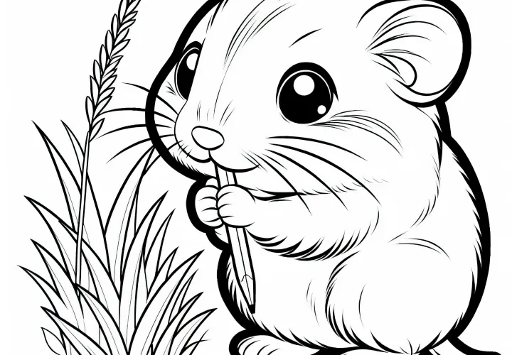 Лемминг грызет травинку – бесплатная раскраска